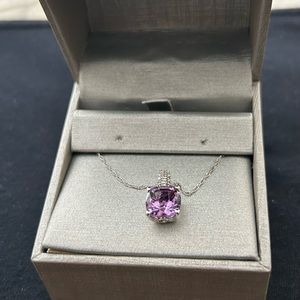 BRAND NEW Amethyst necklace with sterling silver band - never taken out of box